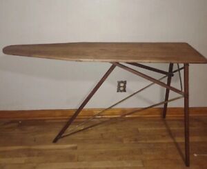 Vintage Mcm Wooden Regal Folding Ironing Board With Wooden Legs