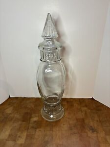 Vintage Cathedral Spire Footed Apothecary Candy Jar 13 Tall Tiffin Glass