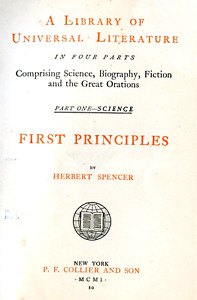 1901 First Principles By Herbert Spencer