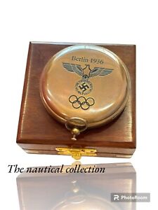 Vintage Nautical Brass Push Button Compass 2 Berlin 1936 With Box Occasion Gift