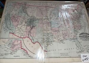 Rare Antique Original Ny Asher Adams Topographical Atlas Map Of United States