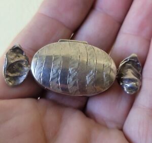 Vintage Sterling Silver Pillbox Box Wrapped Candy Design 925
