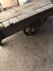 Vintage Industrial Wooden Heavy Duty Lineberry Style Factory Cart