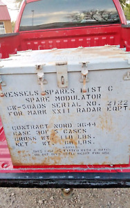 Vintage Military Large Metal Spare Modulator Radar Eqpt Box 68lbs 28 5 X 18 5 