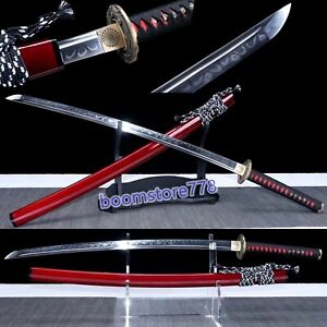 Clay Tempered T10 Steel Handmade Japanese Samurai Katana Full Tang Sharp Sword 