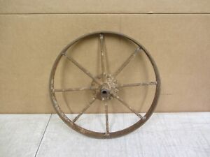 Vtg Antique Primitive Steel Spoke Wagon Wheel Barrow Cart Implement Farm Decor