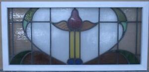 Edwardian English Leaded Stained Glass Window Transom Abstract 38 X 18 