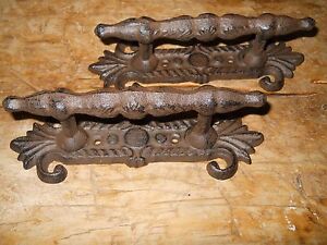2 Large Cast Iron Antique Style Fancy Barn Handle Gate Pull Shed Door Handles 2