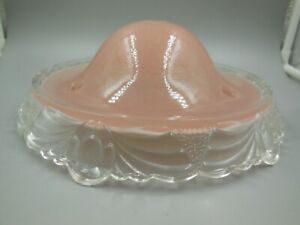 Nice 10 Vintage Mcm Pink Hanging Glass Ceiling Light Shade Sure To Please