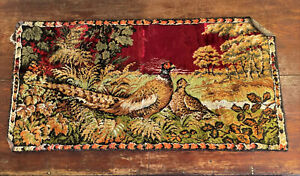 Vintage Pheasant Bird Tapestry Plush Velvet Wall Hanging Rug 19 X 38 