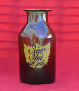 Antique Medicine Apothecary Dark Olive Green Glass Jar Open Pontil 19th C Rare