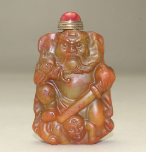 Rare Chinese Master Hand Carved Zhong Kui Old Jade Snuff Bottle Statue B087