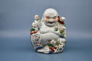Antique Chinese Porcelain Happy Buddha Figurine 7 Inches Tall