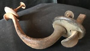 Vtg Solid Cast Iron Thumb Latch Exterior Front Door Pull Handle Nice Patina