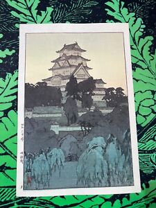 Hiroshi Yoshida Himeji Castle Evening 1928 Authentic Woodblock Print Woodcut