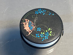 Charming Antique Tape Measure Deco Butterfly Pink Turquoise Sewing Tool Notion