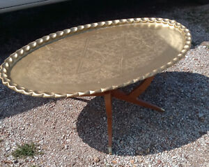 Star Of David Brass Tray Coffee Table Ct336 