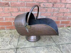 Vintage Antique Brass And Copper Coal Scuttle Bucket Fireplace