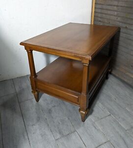 Vintage Brandt Italian Provincial Neoclassical Solid Wood 2 Tier End Table