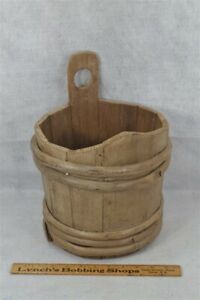 Antique Primitive Bucket Piggin Stave Sapling Bands Original 18th C 1700