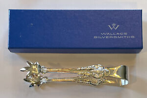 Wallace Silver Plate Baroque Sugar Tongs W Box Excellent 4 5 Long