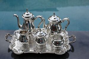 Polished 5 Pc International Silver Sterling Prelude Coffee Tea Set No Waste Bowl