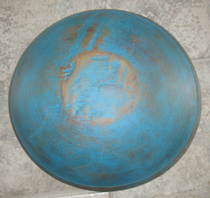 10 3 4 X 10 1 8 Wood Dough Bowl Treenware Blue Paint Primitive