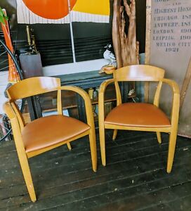 Pair Vintage Hank Lowenstein Danish Mid Century Modern Style Chairs Hans Wegman