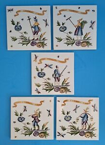 1930 S Gio Ponti For Richard Ginori Ceramics Art Deco Set Of 5 Tiles Rare