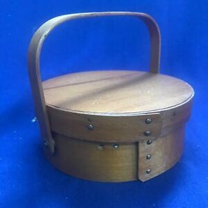 Rare Antique Shaker Bent Wood Silk Lined Sewing Box Pin Keep Cushion Wax Emery