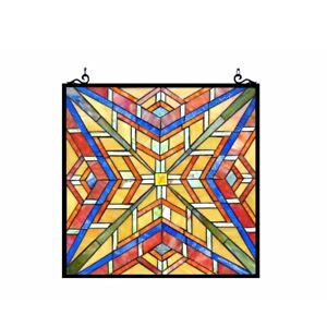 24 Tiffany Style Stained Glass Mission Maze Hanging Window Panel