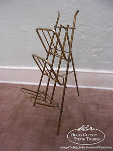 Mid Century Vintage Italian Brass Folding Collapsible Easel Magazine Stand