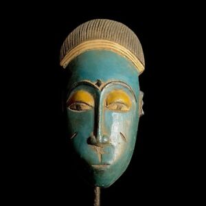 Vintage Hand Carved Wooden Tribal African Art Face Mask African Guro Baule 9259
