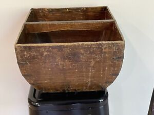 Antique Chinese Wood Iron Rice Grain Harvest Basket Bucket Vg Condition 