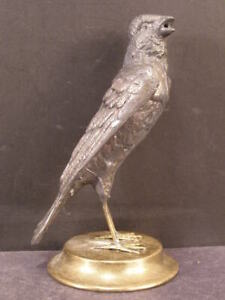  Antique Austrian Bronze Black Bird Raven Figurine Statue Sculpture Paperweight 