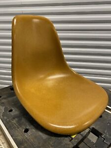 Vintage Herman Miller Eames Ochre Dark Fiberglass Chair Shell