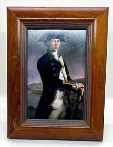 Teak Wood Photo Frame Brown Vintage Table Desk Decor Captain Horatio Nelson 1781