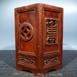 6 6 Chinese Huanghuali Wood Hand Carved Dynasty Pen Container Brush Pot