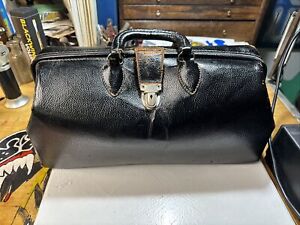 Kruse Vintage Doctor Bag Black Top Grain Cowhide Leather No Key