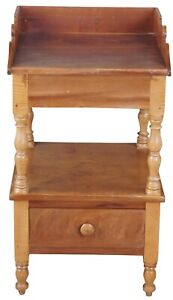 Early American Maple Cherry Two Tier Side Accent Table Dry Sink Washstand 32 