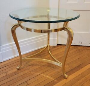 Hollwood Regency Style Brass Coffee Table Round