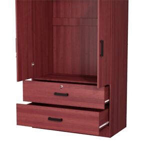 Better Home Products Grace Armoire Wardrobe With Mirror Drawers In Mahogany