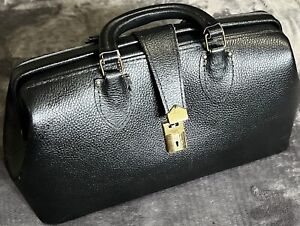 Vintage Schell Black Pebble Leather House Call Doctors Dr Bag No Key Made Usa