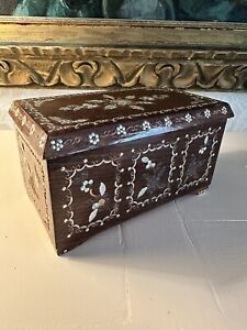 Antique Rosewood Box Anglo Indian Silver Mounted As Is