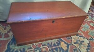 Antique Dovetailed Red Painted Blanket Box Civil War Vet A Everett Worcester Ma