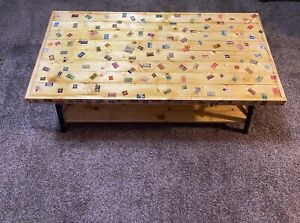 Modern Coffee Table With Vintage Stamps