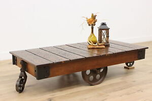 Farmhouse Antique Salvage Railroad Cart Coffee Table 47392