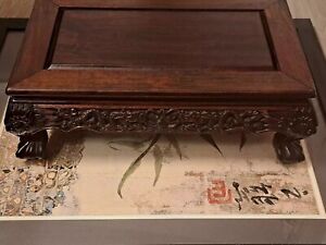 Antique Chinese Porcelain Vase Wood Stand