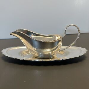 Small Vintage Silver Plate Gravy Boat With Underplate Apex Epns