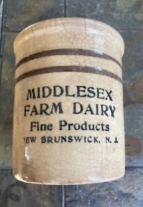 Vintage Original Middlesex Farm Dairy Stoneware Cheese Crock New Brunswick Nj